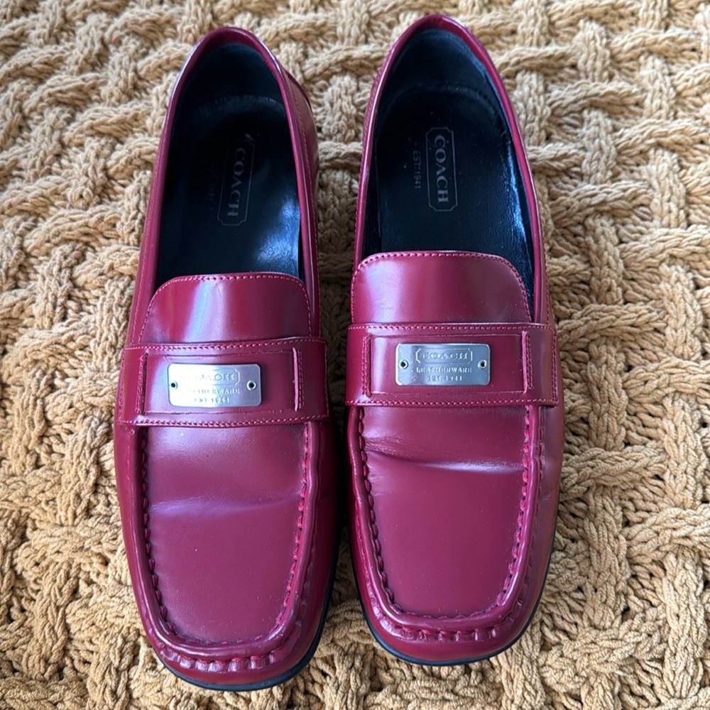 Beautiful red leather  Coach loafers size 8